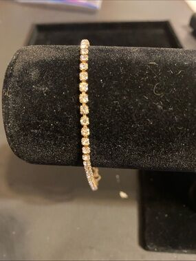 Fashion Jewelry Gold-Tone Tennis Bracelet with Clear Stones
